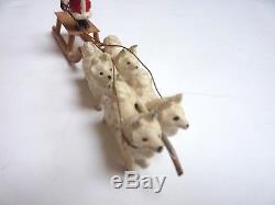 Exceptionally RARE Cold Painted GERMAN Georg Heyde SANTA CLAUS w SLED Husky DOGS