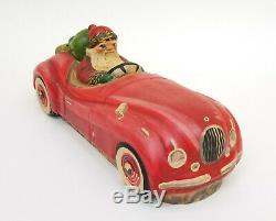 Extremely Rare 1994 Vaillancourt Folk Art #7 Santa Claus Driving Roadster 10.5
