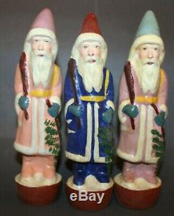 Extremely rare set of 9 victorian santa claus figural skittle game about 8 ea