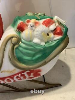 FREE SHIPPING Empire Santa Claus in Sleigh Sled Blow Mold 1970 Large Lawn Deco