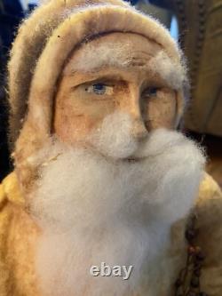 Fab! FOLK ART SANTA CLAUS BELSNICKLE PULL TOY w Fab! FACE 22 H Crow
