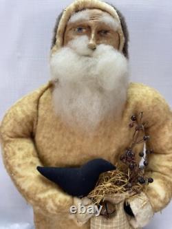 Fab! FOLK ART SANTA CLAUS BELSNICKLE PULL TOY w Fab! FACE 22 H Crow