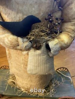 Fab! FOLK ART SANTA CLAUS BELSNICKLE PULL TOY w Fab! FACE 22 H Crow