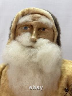 Fab! FOLK ART SANTA CLAUS BELSNICKLE PULL TOY w Fab! FACE 22 H Crow