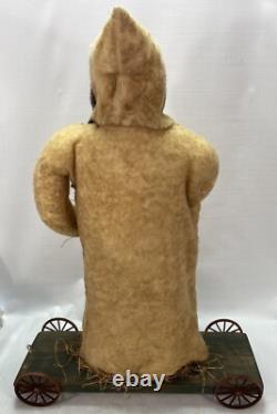 Fab! FOLK ART SANTA CLAUS BELSNICKLE PULL TOY w Fab! FACE 22 H Crow