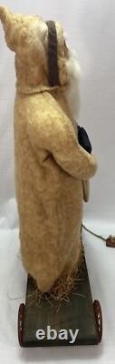 Fab! FOLK ART SANTA CLAUS BELSNICKLE PULL TOY w Fab! FACE 22 H Crow