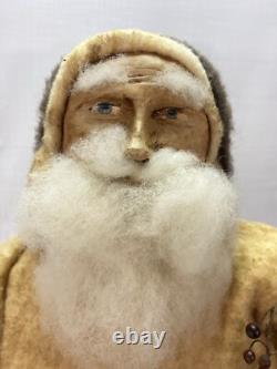 Fab! FOLK ART SANTA CLAUS BELSNICKLE PULL TOY w Fab! FACE 22 H Crow