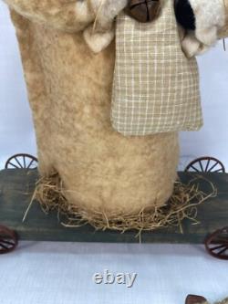 Fab! FOLK ART SANTA CLAUS BELSNICKLE PULL TOY w Fab! FACE 22 H Crow