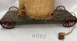 Fab! FOLK ART SANTA CLAUS BELSNICKLE PULL TOY w Fab! FACE 22 H Crow