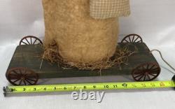 Fab! FOLK ART SANTA CLAUS BELSNICKLE PULL TOY w Fab! FACE 22 H Crow