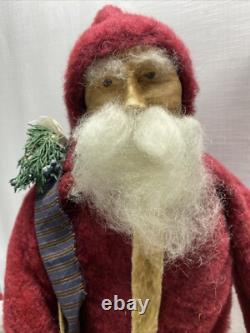 Fab! FOLK ART SANTA CLAUS BELSNICKLE PULL TOY w Fab! FACE 23 SHEEP