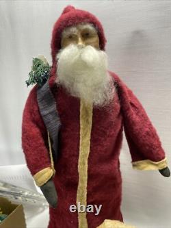Fab! FOLK ART SANTA CLAUS BELSNICKLE PULL TOY w Fab! FACE 23 SHEEP