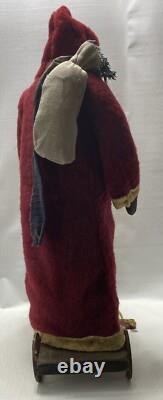 Fab! FOLK ART SANTA CLAUS BELSNICKLE PULL TOY w Fab! FACE 23 SHEEP