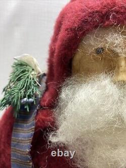 Fab! FOLK ART SANTA CLAUS BELSNICKLE PULL TOY w Fab! FACE 23 SHEEP