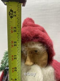 Fab! FOLK ART SANTA CLAUS BELSNICKLE PULL TOY w Fab! FACE 23 SHEEP