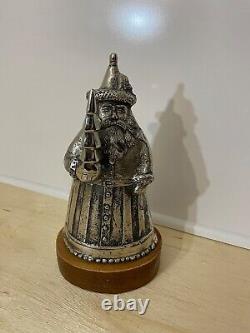 Father Christmas Figurine MCM Vintage Santa Cast Silver Metal Statue 3lb Heavy