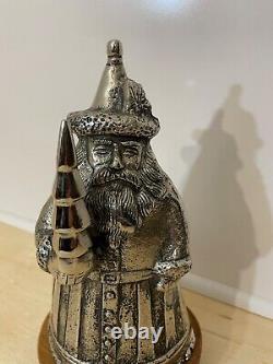 Father Christmas Figurine MCM Vintage Santa Cast Silver Metal Statue 3lb Heavy