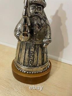 Father Christmas Figurine MCM Vintage Santa Cast Silver Metal Statue 3lb Heavy