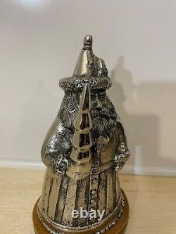 Father Christmas Figurine MCM Vintage Santa Cast Silver Metal Statue 3lb Heavy