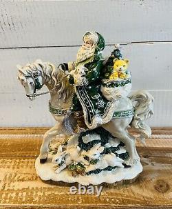 Fitz And Floyd Winter Garden Santa On Horse Musical Here Comes Santa Claus