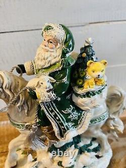 Fitz And Floyd Winter Garden Santa On Horse Musical Here Comes Santa Claus