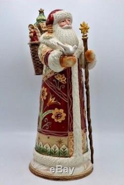 Fitz & Floyd Christmas Santa Claus Figure Hand Painted Porcelain Bianco 16