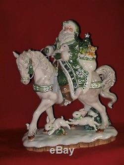 Fitz and Floyd WINTER GARDEN Santa Claus Horse Christmas Figurine Figure Statue