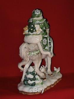 Fitz and Floyd WINTER GARDEN Santa Claus Horse Christmas Figurine Figure Statue