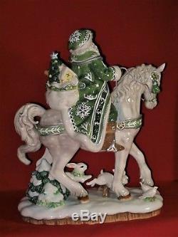 Fitz and Floyd WINTER GARDEN Santa Claus Horse Christmas Figurine Figure Statue