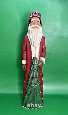 Folk Art Hand Carved Wood & Painted Wooden Christams Santa 12 Signed J Kuhs