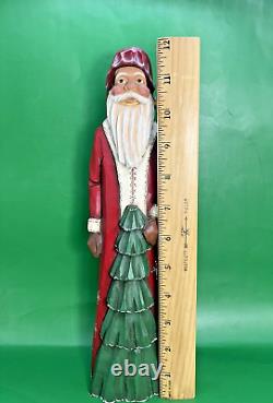 Folk Art Hand Carved Wood & Painted Wooden Christams Santa 12 Signed J Kuhs