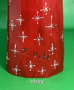 Folk Art Hand Carved Wood & Painted Wooden Christams Santa 12 Signed J Kuhs