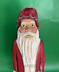 Folk Art Hand Carved Wood & Painted Wooden Christams Santa 12 Signed J Kuhs