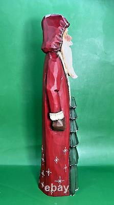 Folk Art Hand Carved Wood & Painted Wooden Christams Santa 12 Signed J Kuhs