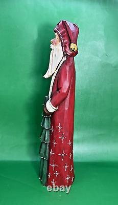 Folk Art Hand Carved Wood & Painted Wooden Christams Santa 12 Signed J Kuhs