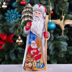 Folk art Wooden Santa Claus Figurine 10, Christmas holiday home decor indoor