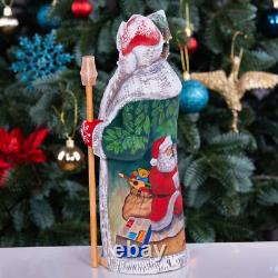 Folk art Wooden Santa Claus Figurine 10, Christmas holiday home decor indoor