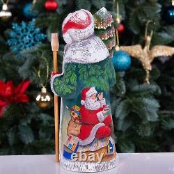 Folk art Wooden Santa Claus Figurine 10, Christmas holiday home decor indoor