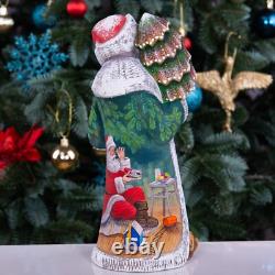 Folk art Wooden Santa Claus Figurine 10, Christmas holiday home decor indoor