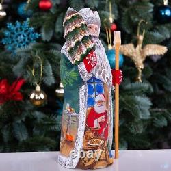 Folk art Wooden Santa Claus Figurine 10, Christmas holiday home decor indoor