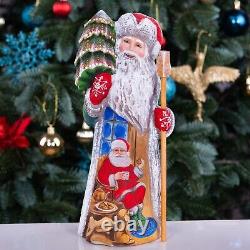 Folk art Wooden Santa Claus Figurine 10, Christmas holiday home decor indoor