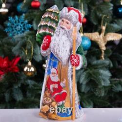 Folk art Wooden Santa Claus Figurine 10, Christmas holiday home decor indoor