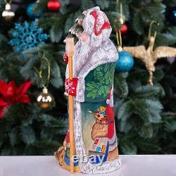 Folk art Wooden Santa Claus Figurine 10, Christmas holiday home decor indoor