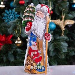 Folk art Wooden Santa Claus Figurine 10, Christmas holiday home decor indoor