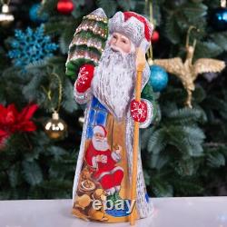 Folk art Wooden Santa Claus Figurine 10, Christmas holiday home decor indoor