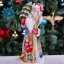 Folk art Wooden Santa Claus Figurine 10, Christmas holiday home decor indoor