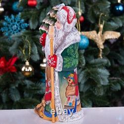 Folk art Wooden Santa Claus Figurine 10, Christmas holiday home decor indoor