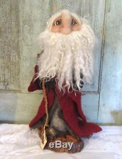 Frogges OOAK Artist Made WOOL Needle Felted Santa Claus Figure Doll 18