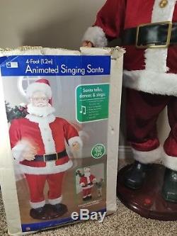 GEMMY Christmas 4' Animated Dancing Singing Santa Claus Plays 4 Holiday Songs