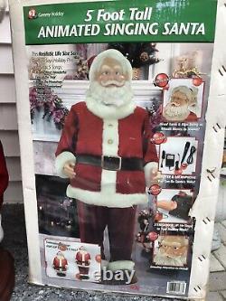 GEMMY Life Size 5ft Christmas Animated Singing Santa Claus withMic-Partially Works